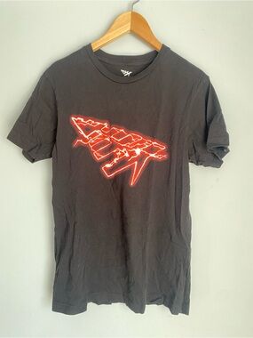 Men's Gymwear | Black Short-Sleeve Tee with Red Neon Graphic